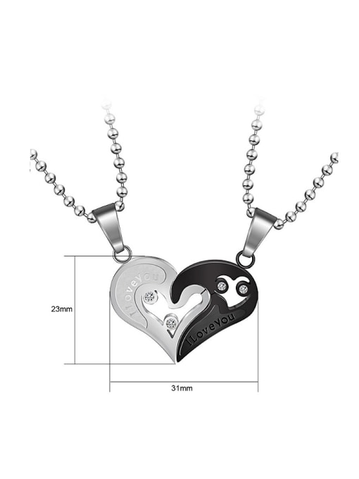 RANSSI Fashion Heart-shaped Puzzle Lovers Necklace 3