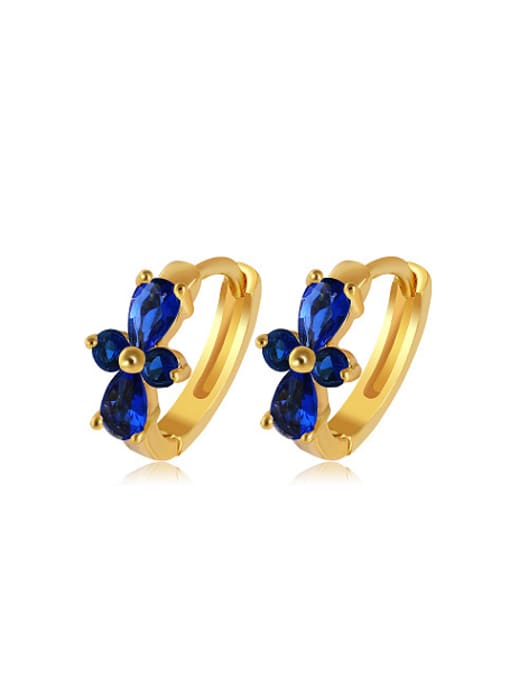 Blue Copper Alloy 23K Gold Plated Simples style Bowknot-shaped Clip clip on earring