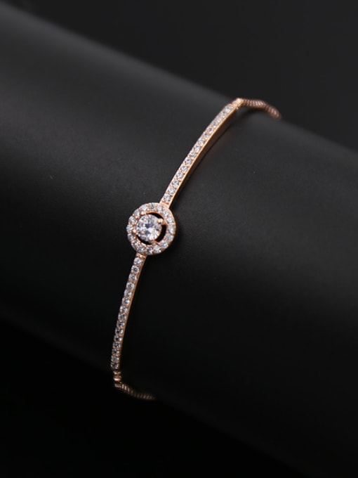 Rose Gold Copper Zircon  Adjustable Bracelet