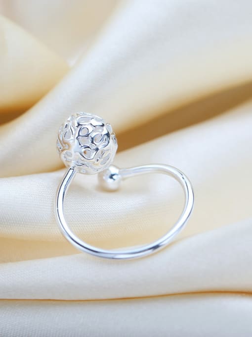 kwan Fresh Hollow Balls Silver Opening Ring 2