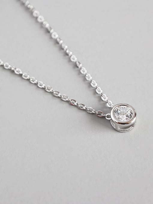 DAKA 925 Sterling Silver With Platinum Plated Simplistic  cubic zirconia Necklaces 0