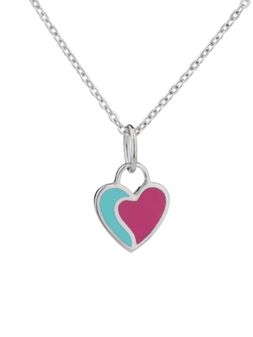 Coloured 925 Sterling Silver With  Enamel  simple fashion Locket Necklace