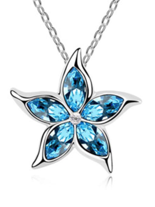light blue Simple Marquise austrian Crystals Flowery Alloy Necklace