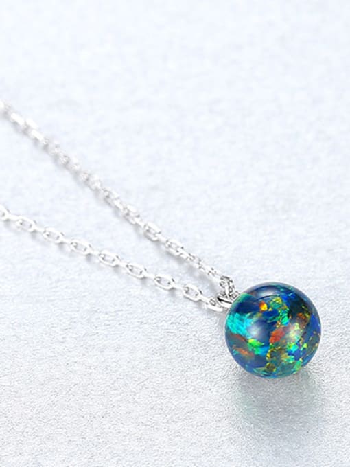 Green 925 Sterling Silver With multicolor opal simple  Ball Necklaces