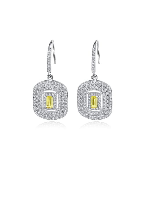 CCUI 925 Sterling Silver With Platinum Plated Delicate Square Hook Earrings 0