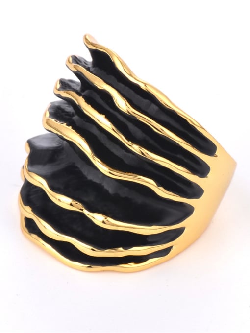 Wei Jia Exaggerated Black Multi-layer Paint Alloy Ring 1