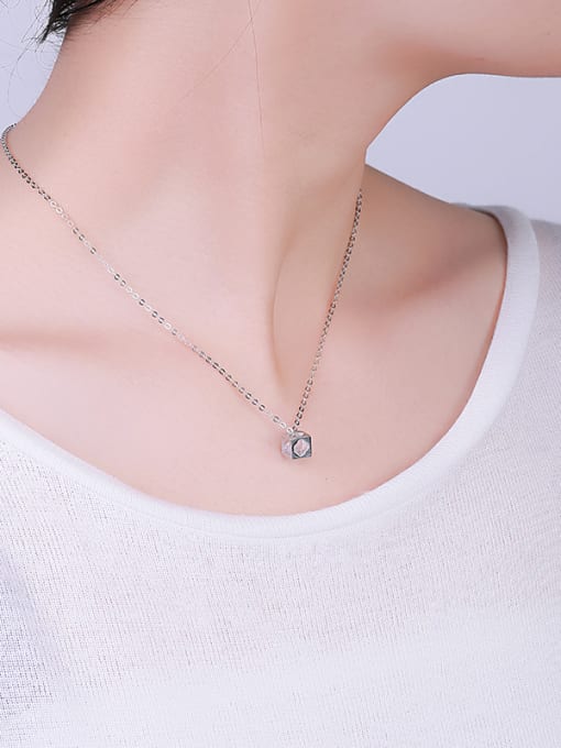 One Silver Women Square Necklace 1