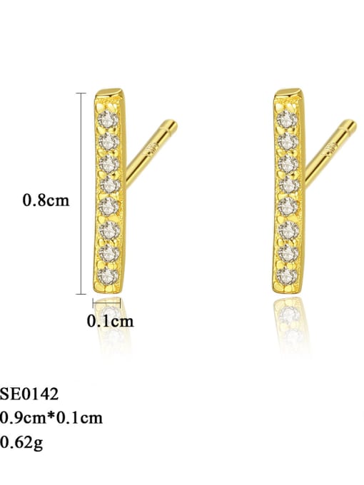 CCUI 925 Sterling Silver With 18k Gold Plated Simplistic One-character  Stud Earrings 3