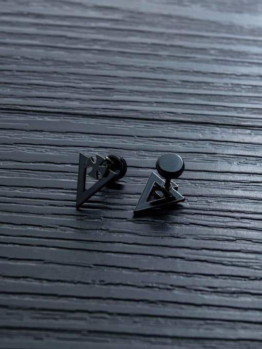 Open Sky Stainless Steel With Gun Plated Simplistic Triangle Stud Earrings 3