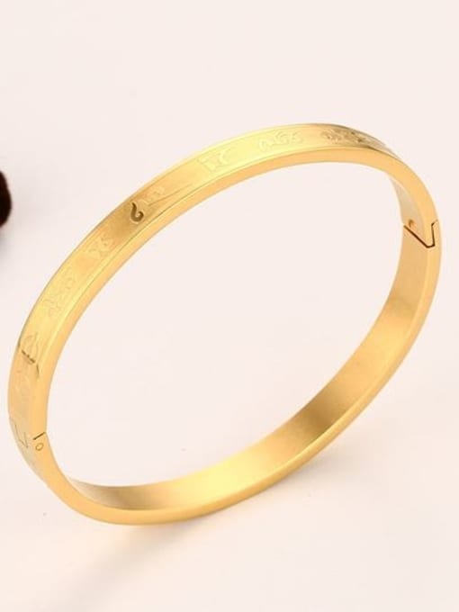 Golden Exquisite Geometric Shaped Stainless Steel Bangle