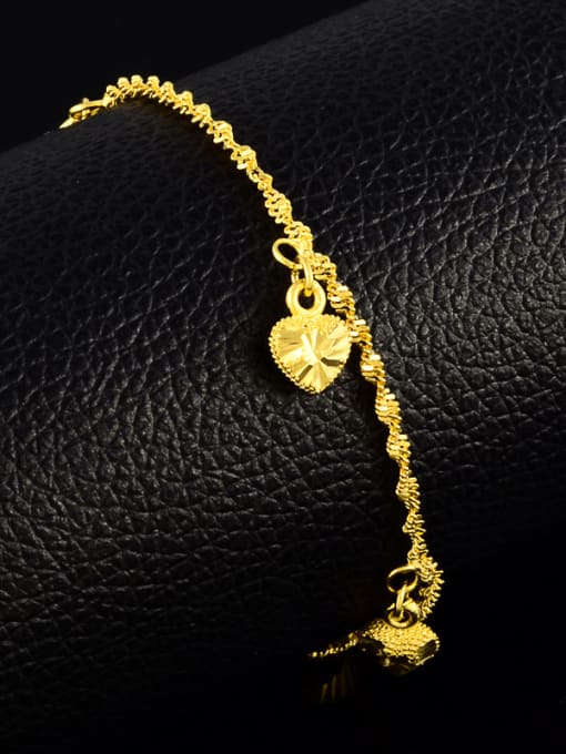 Yi Heng Da Fashion 24K Gold Plated Heart Shaped Copper Bracelet 2