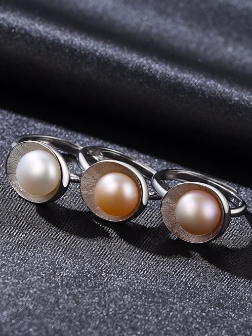 CCUI Sterling Silver 9-9.5mm natural pearl free size ring 2