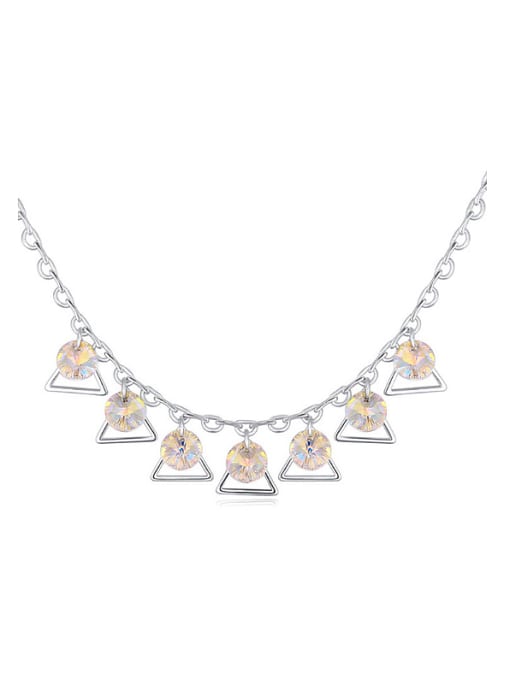 QIANZI Fashion Hollow Triangle Round austrian Crystals Alloy Necklace 0