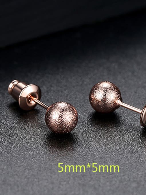 5mm-T01G17 Copper With 18k Rose Gold Plated Simplistic Ball Stud Earrings