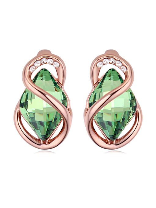 QIANZI Fashion Rhombus austrian Crystal Rose Gold Plated Stud Earrings 3