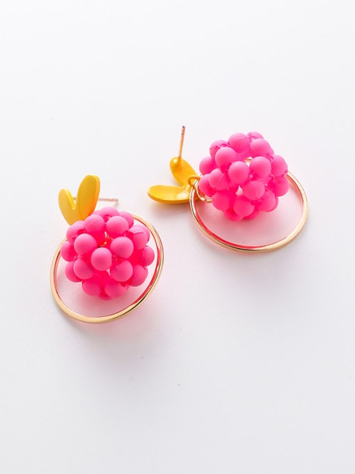A Rose red Alloy With Rose Gold Plated Cute Friut Stud Earrings