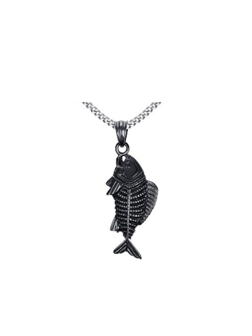 CONG Lovely Black Gun Plated Fish Shaped Titanium Pendant