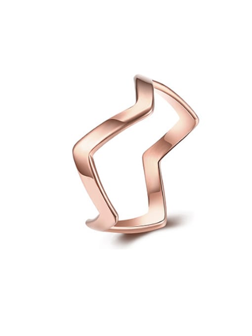 OUXI 18K Rose Gold Titanium Geometric Shaped Ring 0