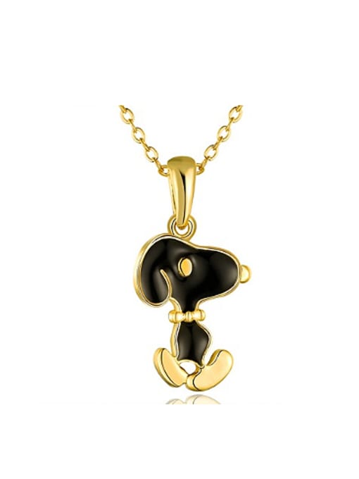 Gold Fashion Cartoon Snoopy Rhinestones Necklace