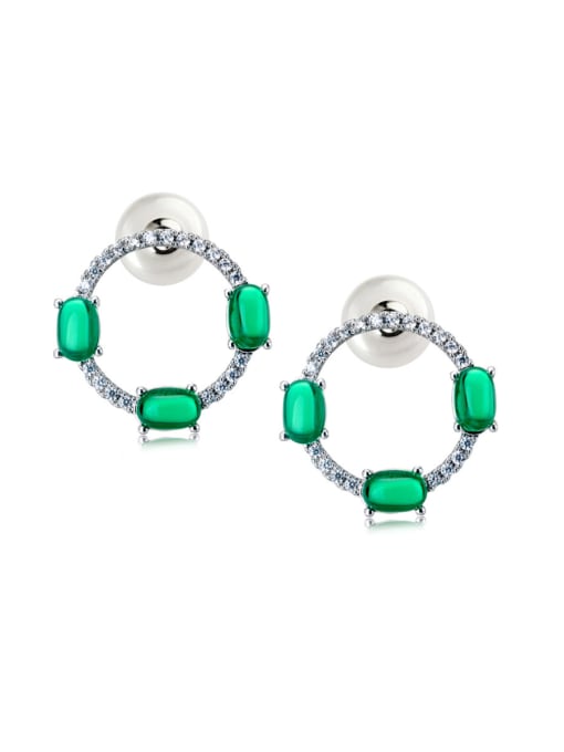 ALI New green micro-inlay Zircon Earrings