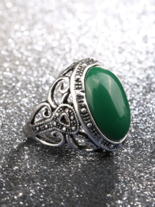 Gujin Retro style Hollow Oval Resin stone Alloy Ring 3