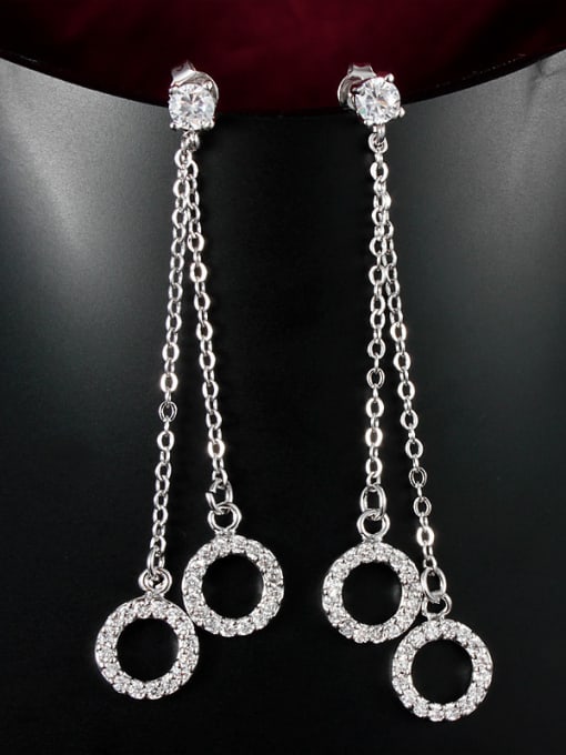 SANTIAGO Women Elegant Round Shaped Zircon Drop Earrings 0