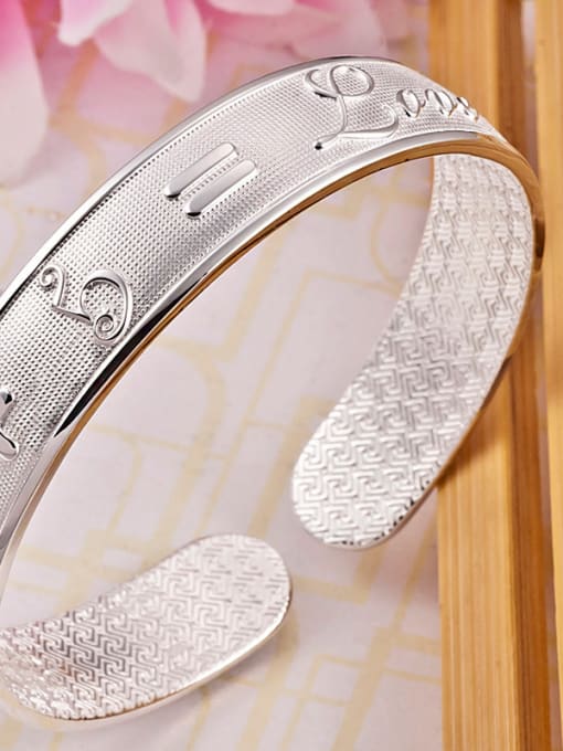 JIUQIAN Personalized 999 Silver Numerals Letters Opening Bangle 2