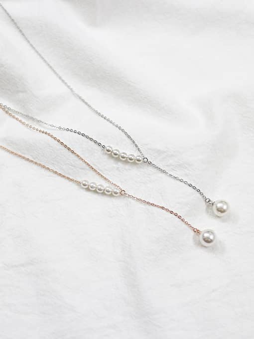 DAKA Simple Artificial Pearls 925 Silver Necklace 2