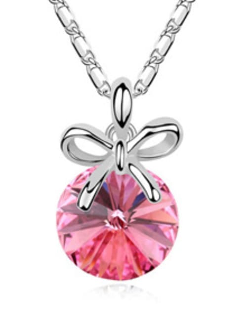 pink Simple Little Bowknot Cubic austrian Crystal Alloy Necklace