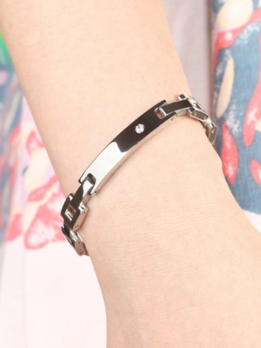 Open Sky Fashion Black Cubic Magnets Titanium Lovers Bracelet 2