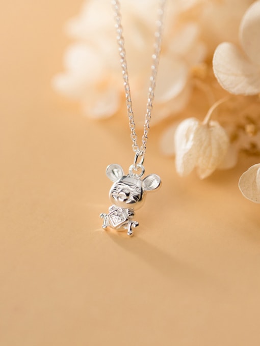 Rosh 925 Sterling Silver With Platinum Plated Cute Mouse Necklaces 0