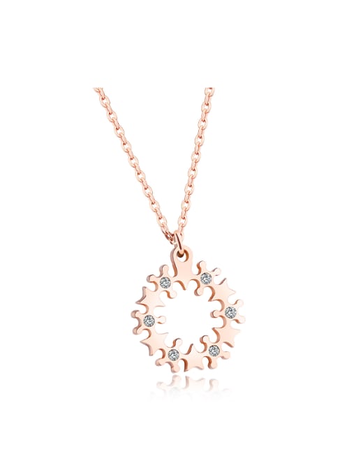 Open Sky Simple Cubic Rhinestones Rose Gold Plated Necklace 0