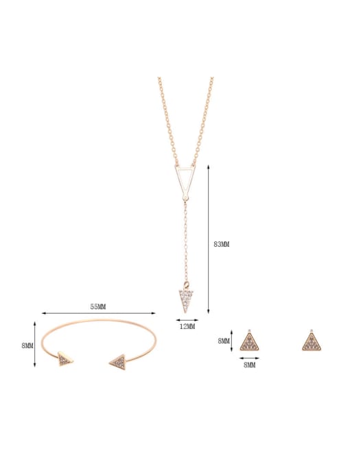 BESTIE Alloy Imitation-gold Plated Simple style Rhinestone Three Pieces Jewelry Set 3