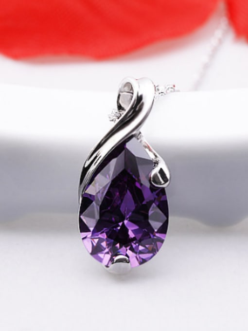 Ya Heng Fashion Water Drop Purple Crystal Copper Pendant 2
