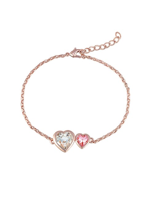 Rose Gold austrian Crystal Heart Bracelet