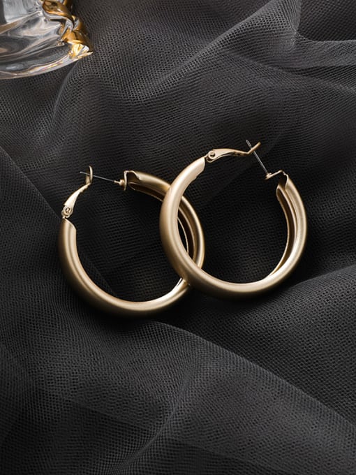 Girlhood Alloy With Gold Plated Simplistic Round Hoop Earrings 2