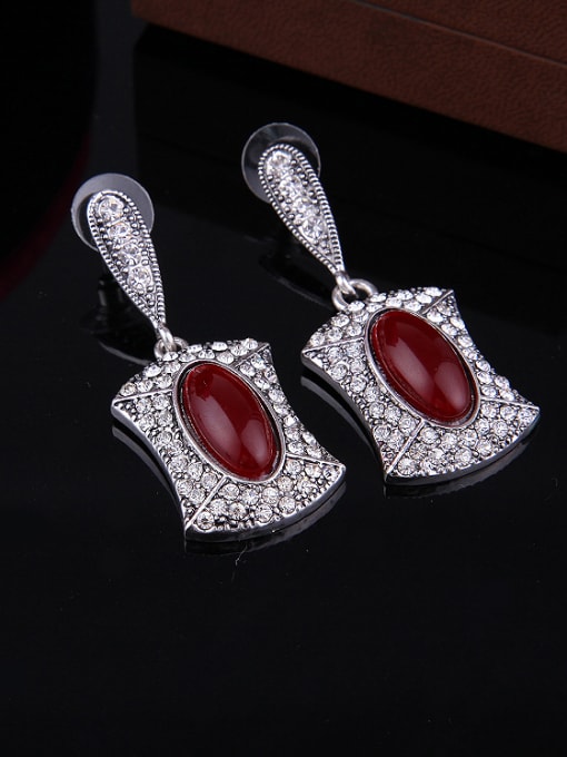 BESTIE Alloy Antique Silver Plated Vintage style Artificial Stones Three Pieces Jewelry Set 2