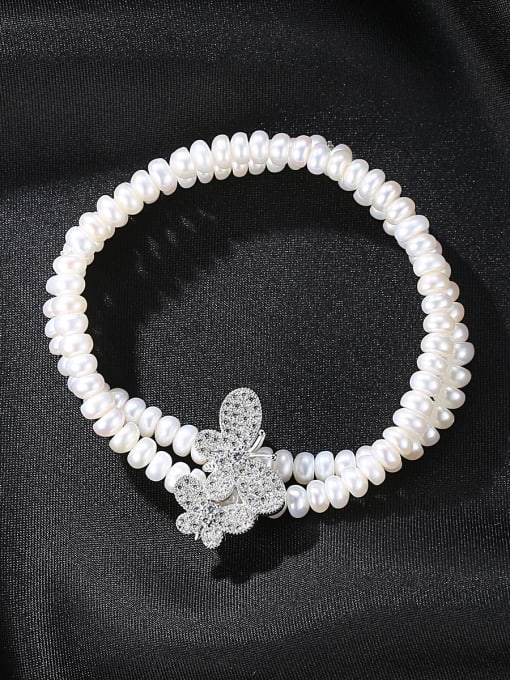 White Exquisite jewelry new elegant double-layer natural pearl bracelet