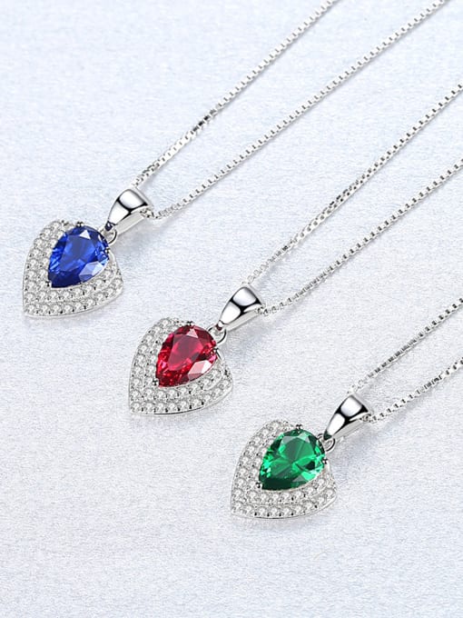CCUI 925 Sterling Silver With Gemstone Delicate Heart Locket Necklace 2