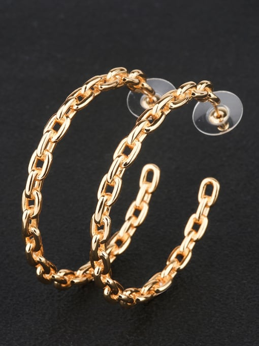 gold Copper With Gold Plated Fashion Round Hoop Earrings