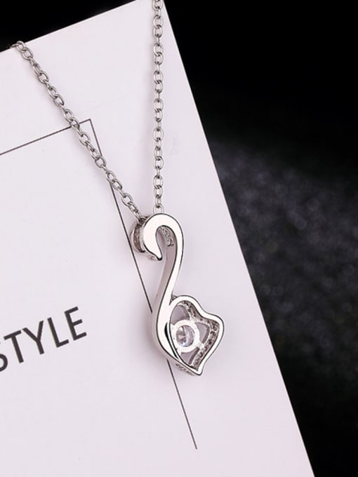 Ya Heng Fashion Heart Swan Zirconias Pendant Copper Necklace 2