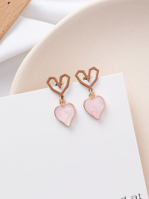 A Pink Alloy With Rose Gold Plated Cute Heart Drop Earrings