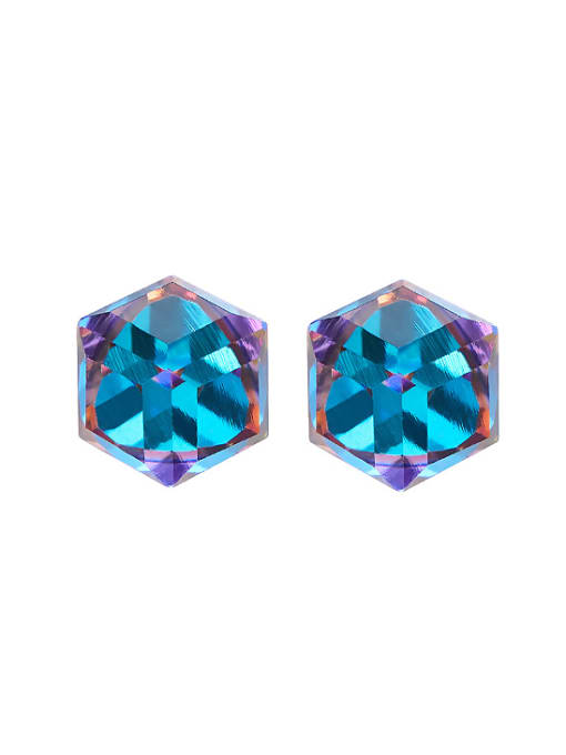 CEIDAI Tiny Cube austrian Crystal 925 Silver Stud Earrings 0
