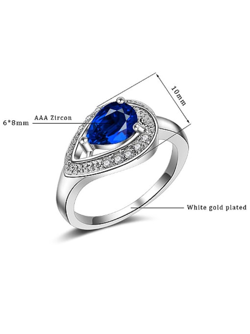 KENYON Fashion Water Drop Blue Zircon Copper Ring 3