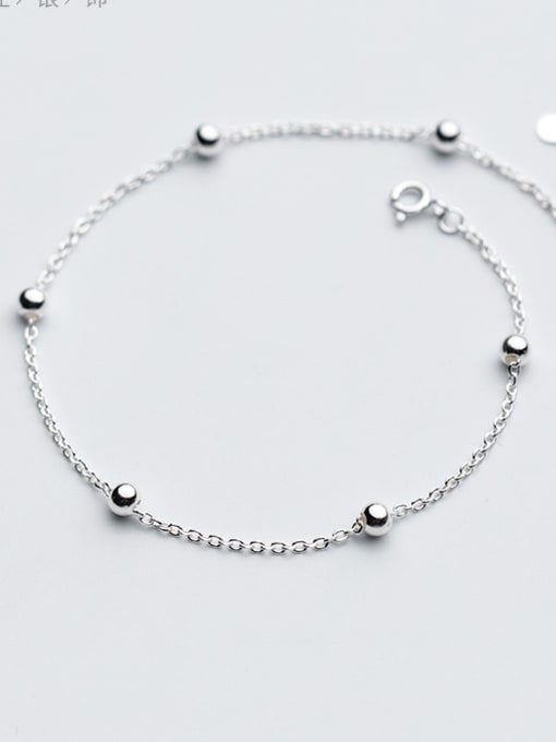 Rosh 925 Sterling Silver With Platinum Plated Simplistic Ball Anklets 0