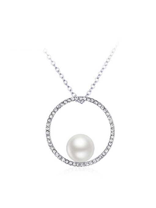 OUXI Simple Artificial Pearl Rhinestones Necklace 0