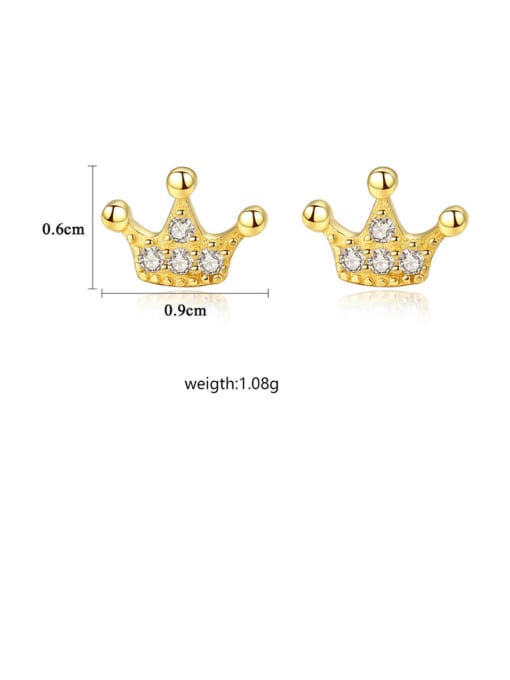 CCUI 925 Sterling Silver With  Cubic Zirconia Simplistic Crown Stud Earrings 3