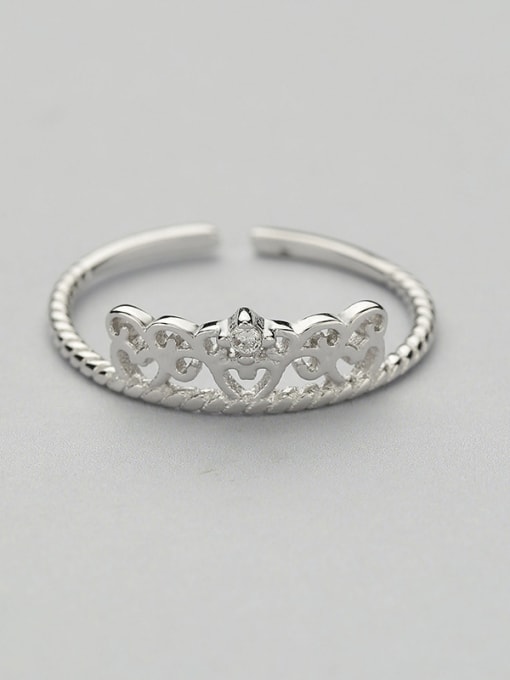 One Silver 925 Silver Crown Shaped Ring 0