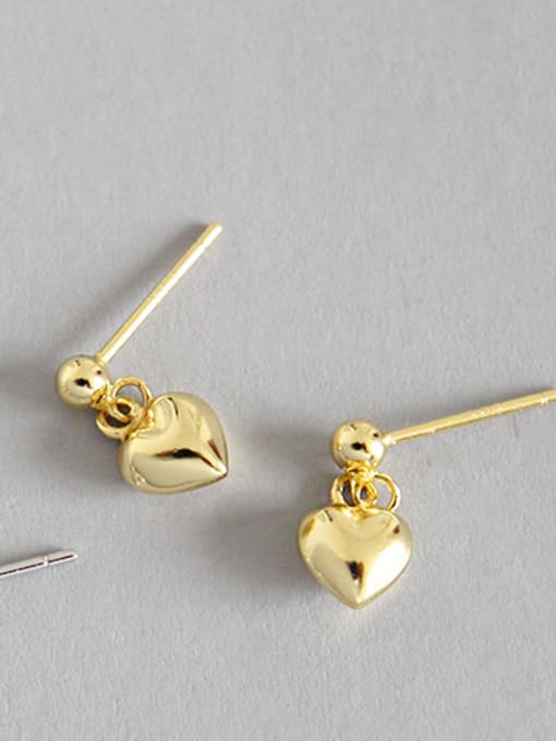 18K-gold Pure silver simple and lovely heart earring