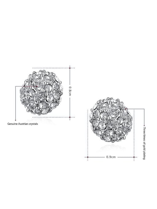 Ronaldo Trendy Platinum Plated Ball Shaped Austria Crystal Two Pieces Jewelry Set 2